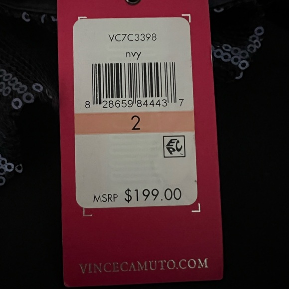 NWT Vince Camuto Sequined Cape Dress Navy Size 2 - Picture 2 of 10